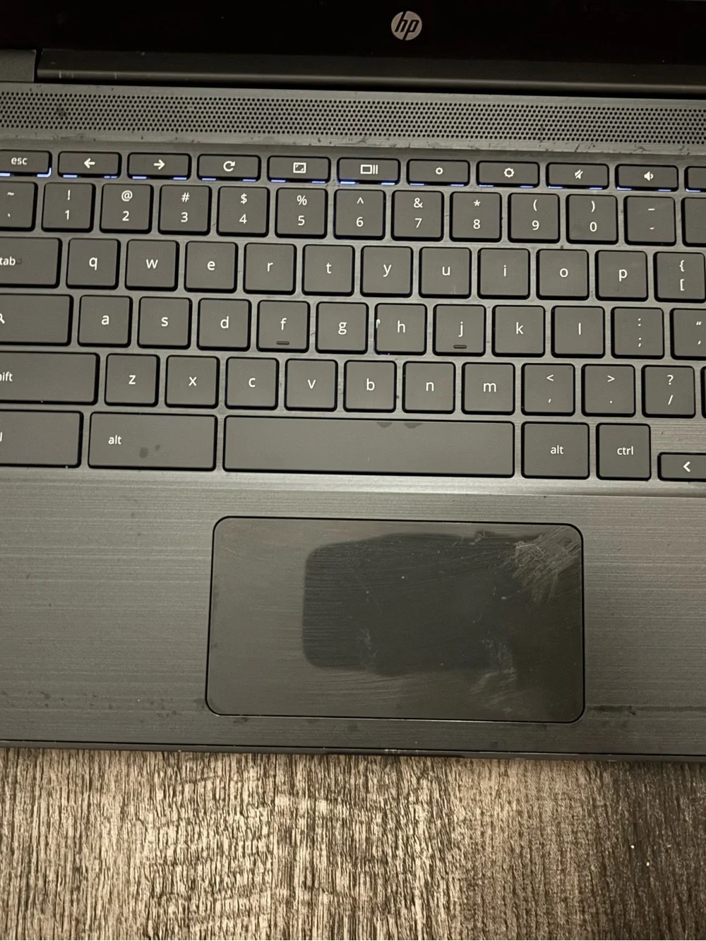 HP Chromebook Laptop in Black with Chrome Logo